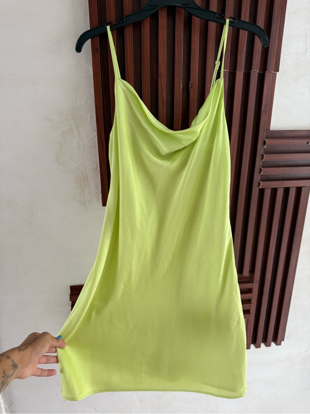 Forever 21 Lime Green Cowl Neck Slip Dress